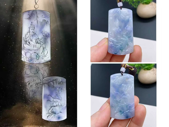 观音与一鹿有你设计稿与起货成品对照，包含原图的不同视角