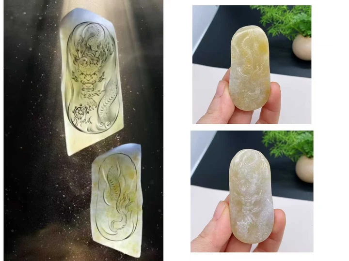 龙牌设计稿与起货成品对照，包含原图的不同视角